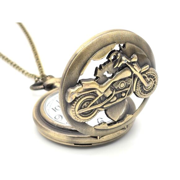 Motorcycle Pocket Watch - Vintage Look Harley Davidson Biker Gift Enthusiast - Picture 2 of 10